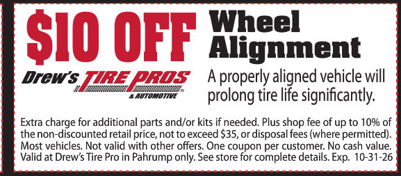 $10 OFF Wheel Alignment